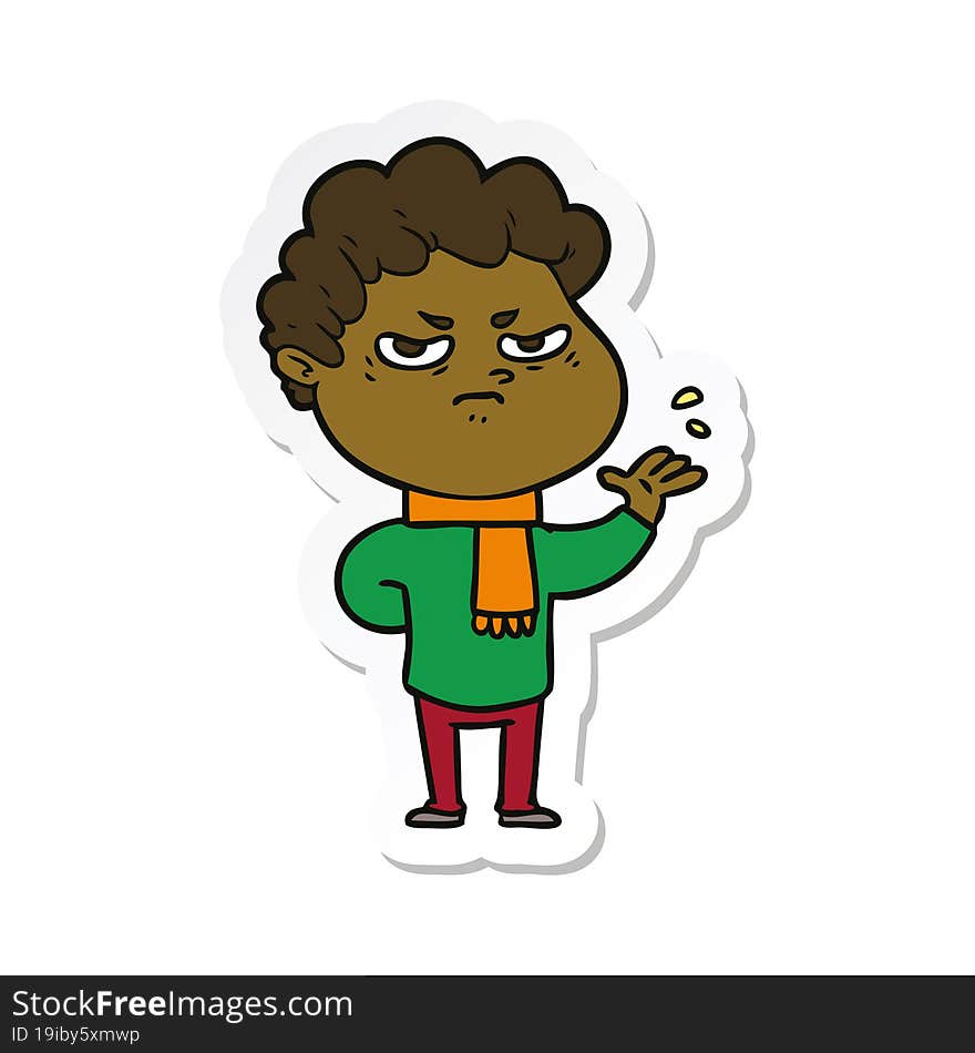 sticker of a cartoon angry man