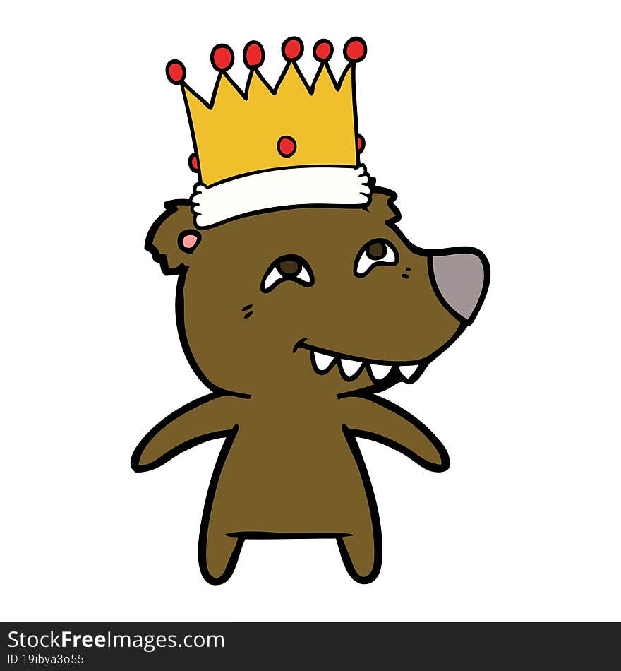 cartoon king bear showing teeth. cartoon king bear showing teeth