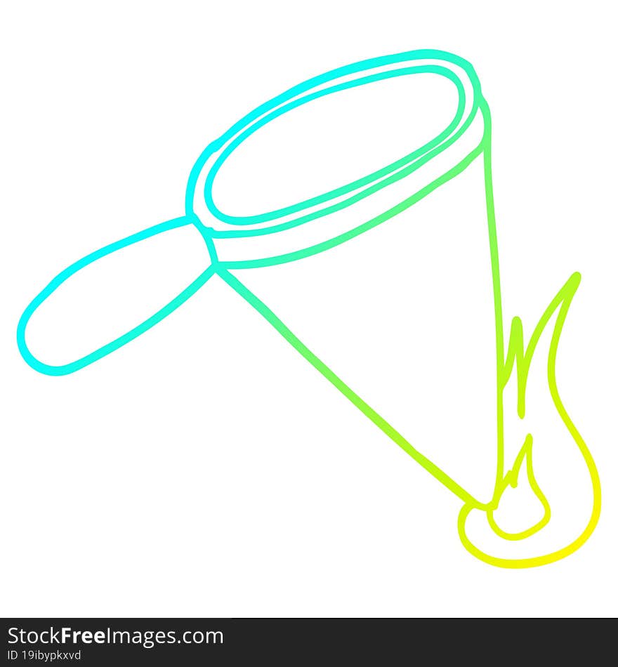 cold gradient line drawing cartoon magnifying glass