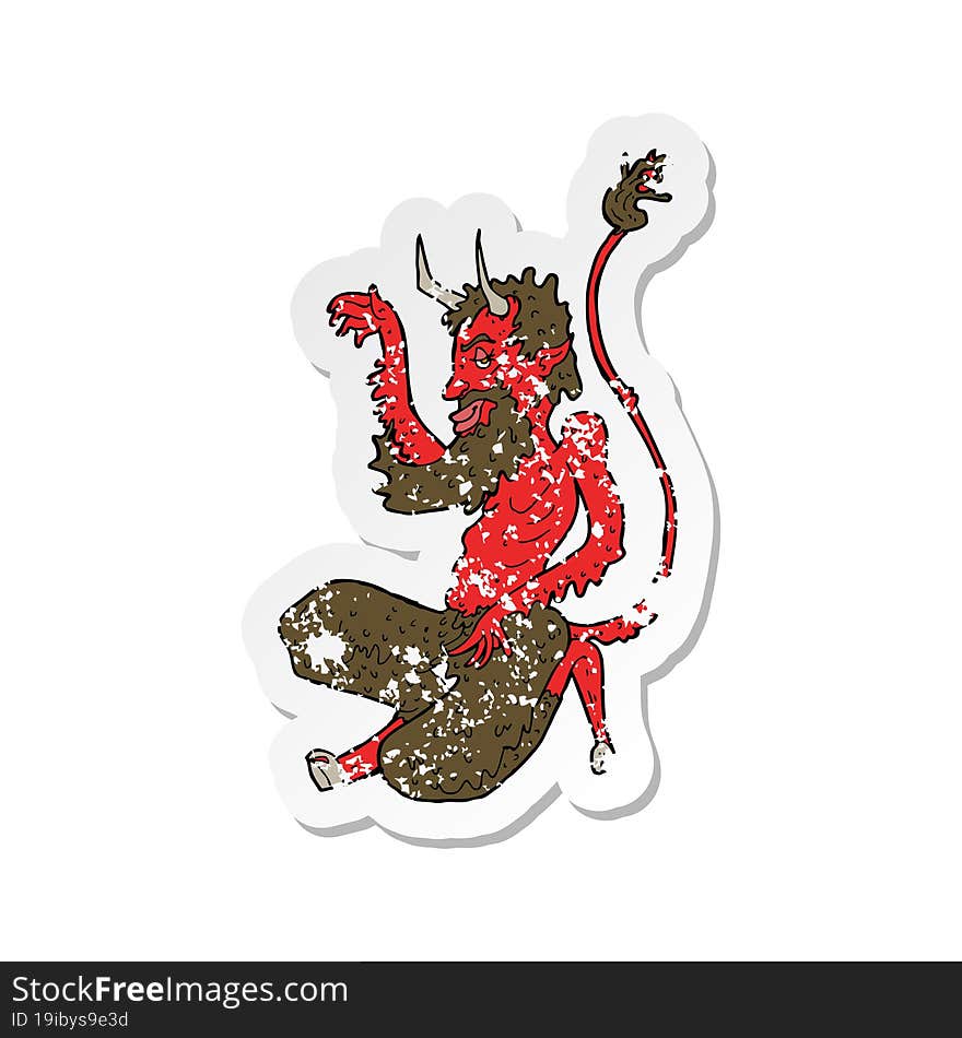 retro distressed sticker of a cartoon traditional devil