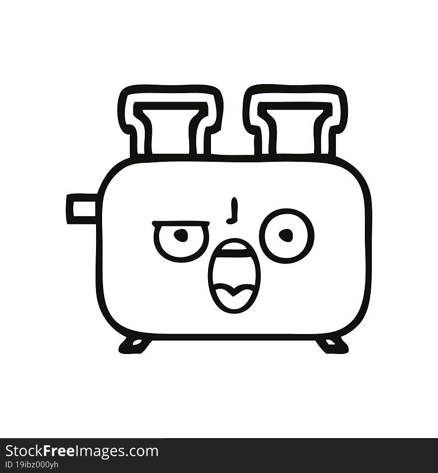 line drawing cartoon of a of a toaster