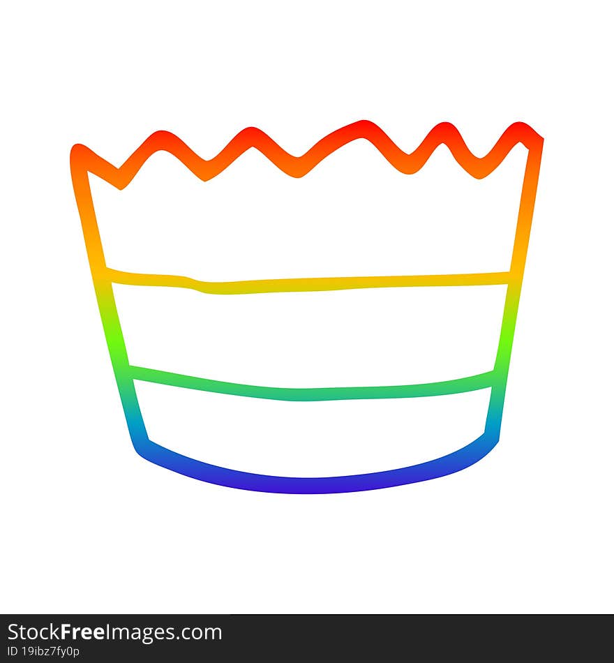 rainbow gradient line drawing cartoon muffin pot