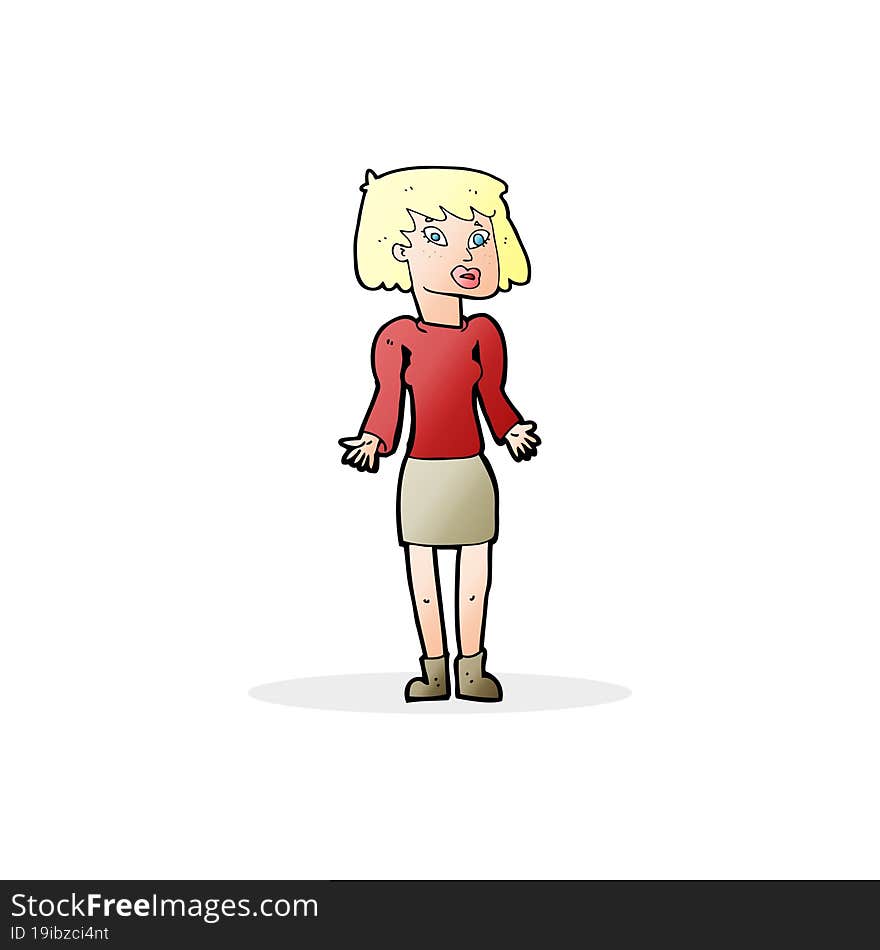 Cartoon Woman Shrugging Shoulders