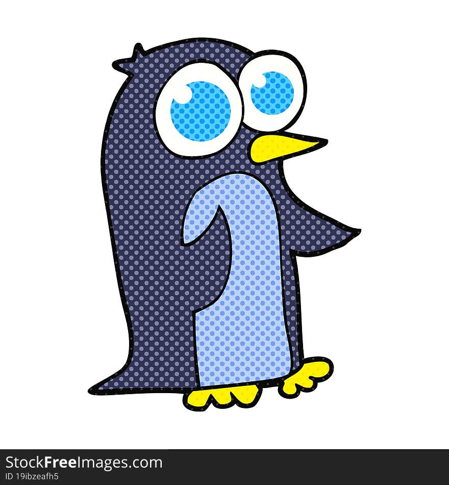 cartoon penguin with big eyes