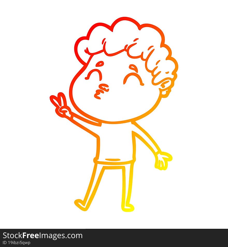 Warm Gradient Line Drawing Cartoon Man Pouting