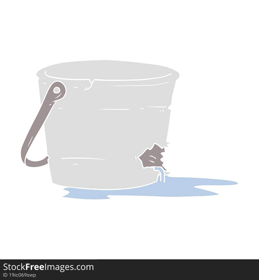 broken bucket flat color style cartoon