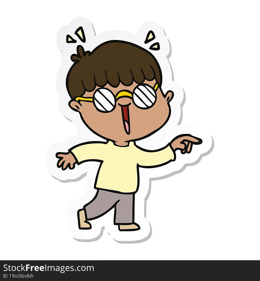 sticker of a cartoon boy wearing spectacles