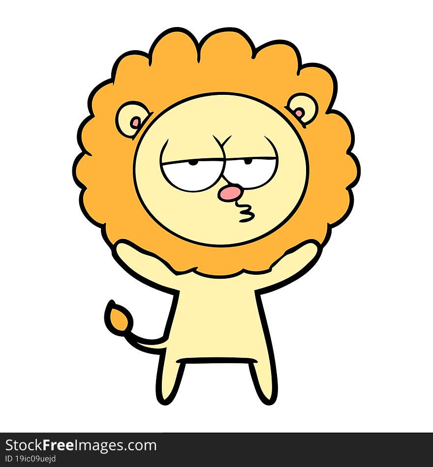 cartoon bored lion. cartoon bored lion