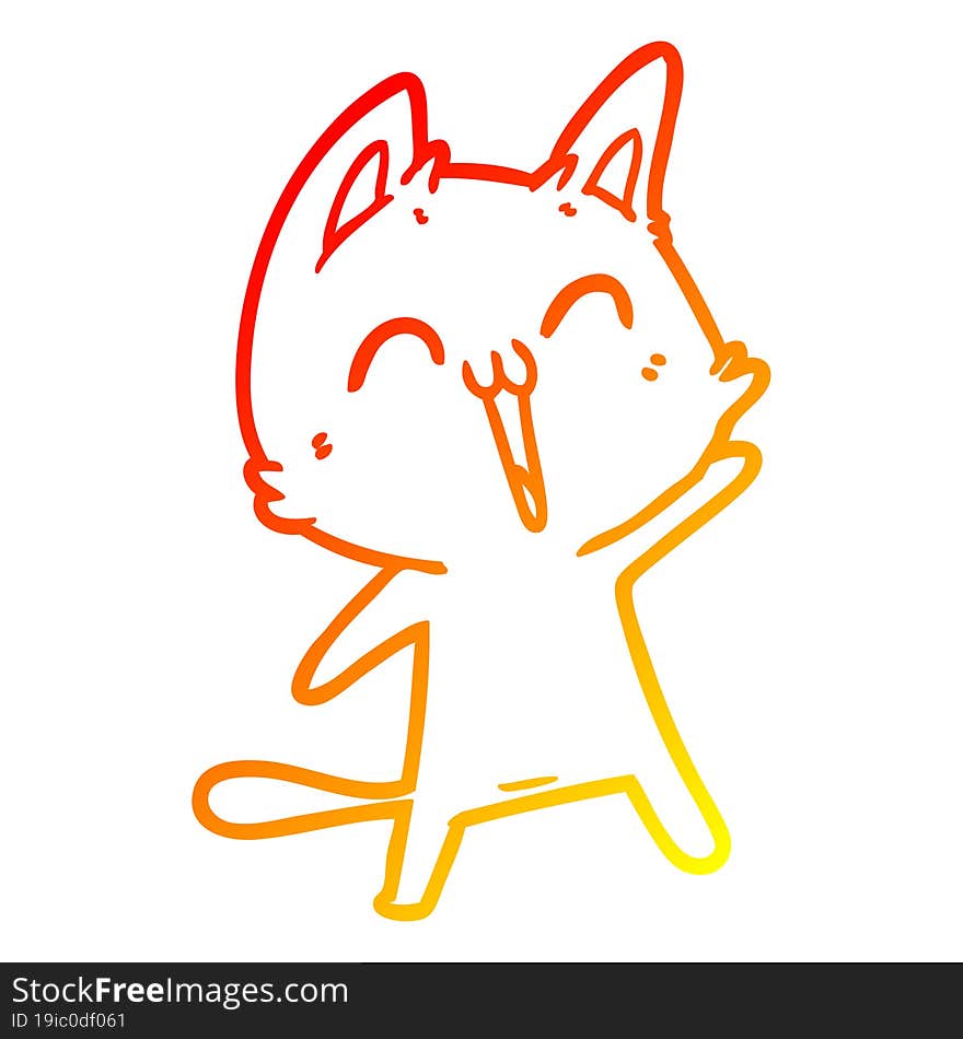 warm gradient line drawing happy cartoon cat