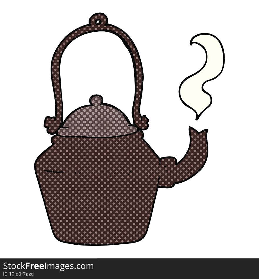 freehand drawn cartoon old black kettle