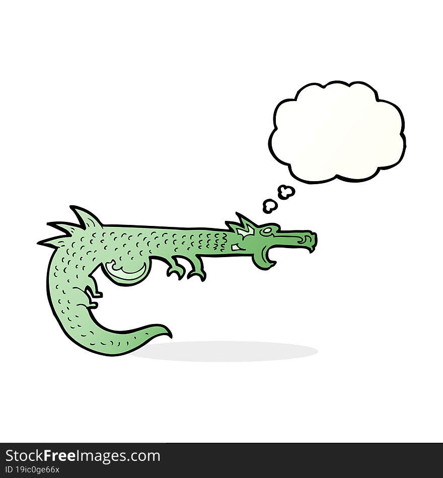 cartoon medieval dragon with thought bubble