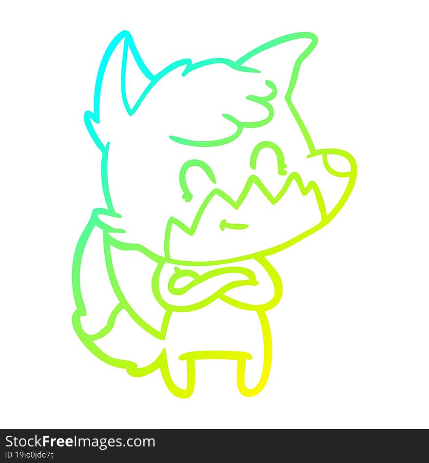 cold gradient line drawing cartoon friendly fox