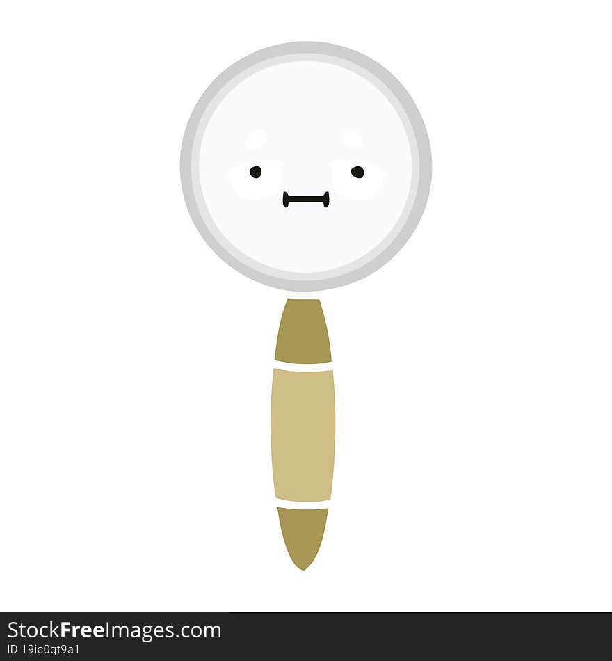 flat color retro cartoon magnifying glass