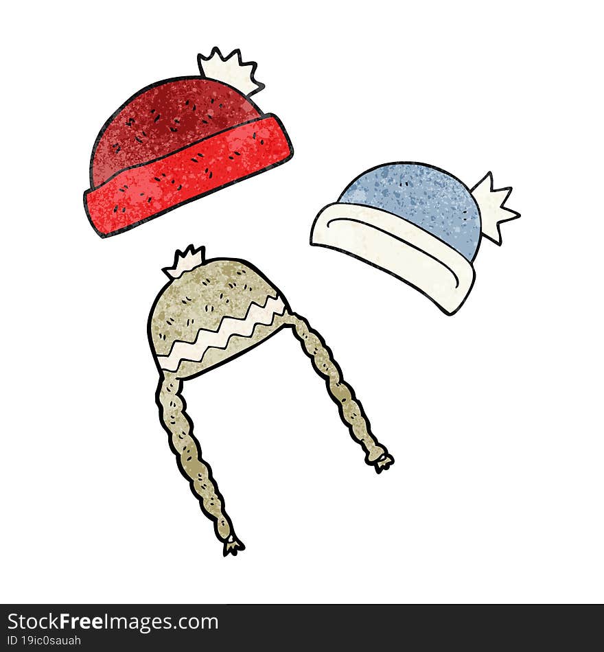 freehand textured cartoon winter hats