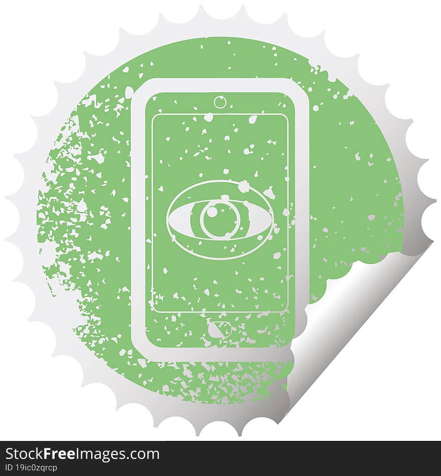 cell phone watching you graphic distressed sticker illustration icon