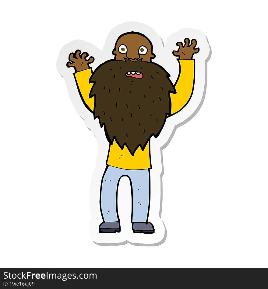 sticker of a cartoon frightened old man with beard