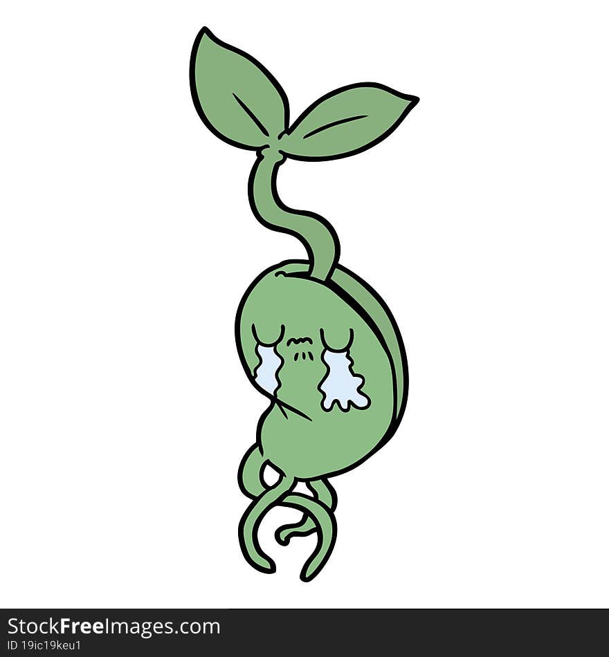 cartoon sprouting seedling. cartoon sprouting seedling