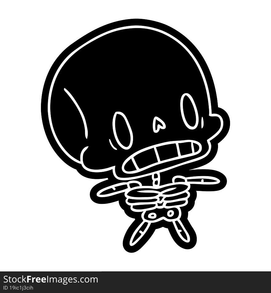 cartoon icon kawaii cute dead skeleton