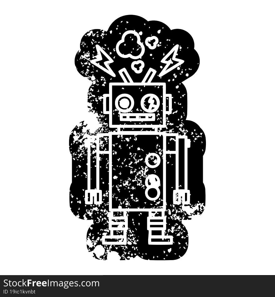 malfunctioning robot distressed icon symbol