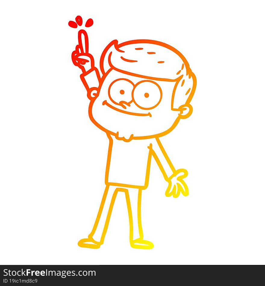 warm gradient line drawing cartoon smiling man