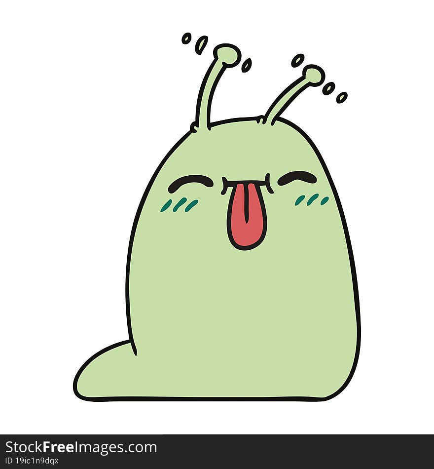 cartoon of a happy kawaii slug