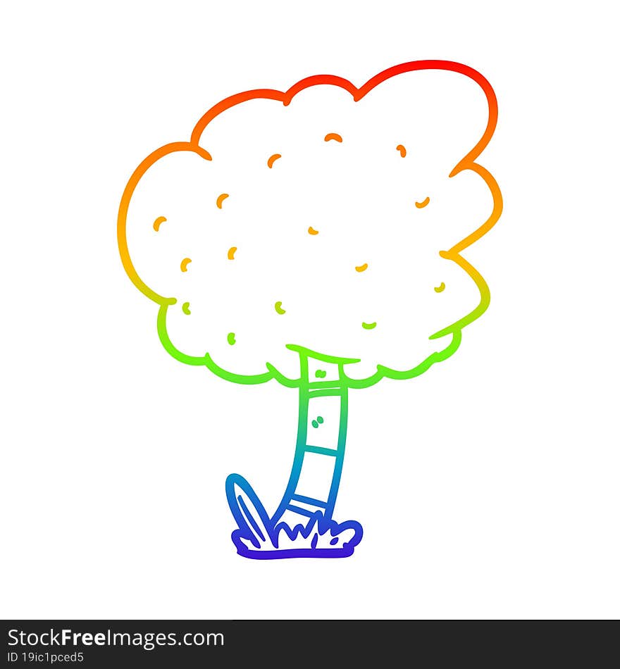 rainbow gradient line drawing Cartoon tree