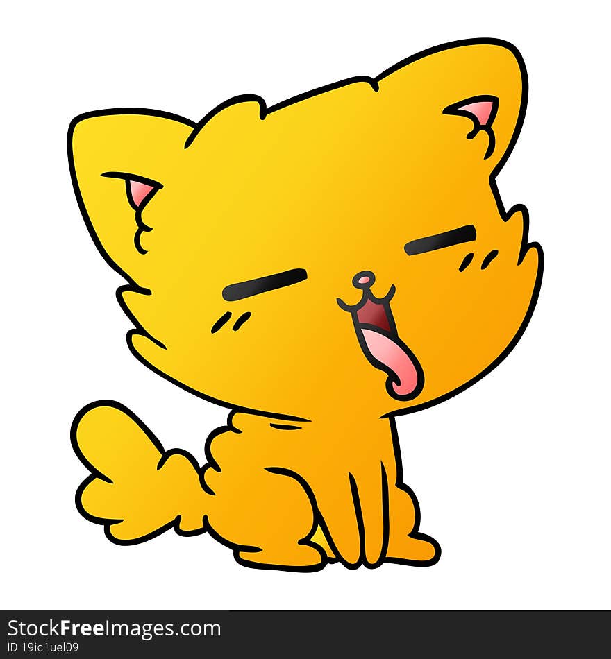 Gradient Cartoon Of Cute Kawaii Cat