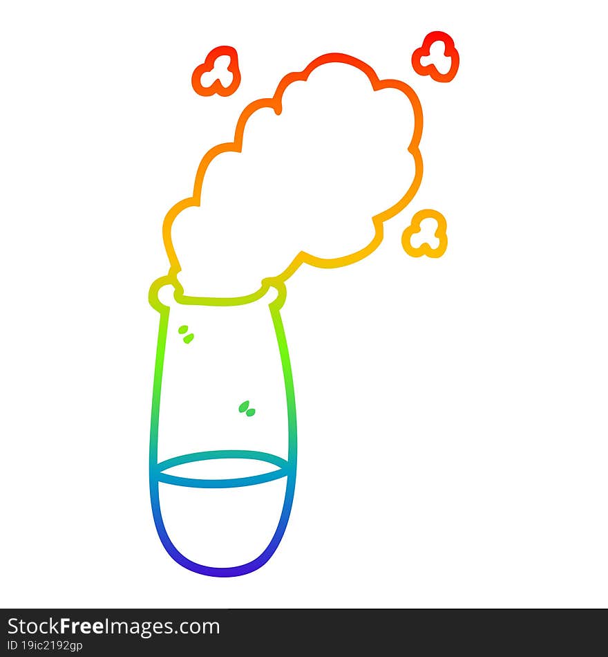 rainbow gradient line drawing cartoon test tube