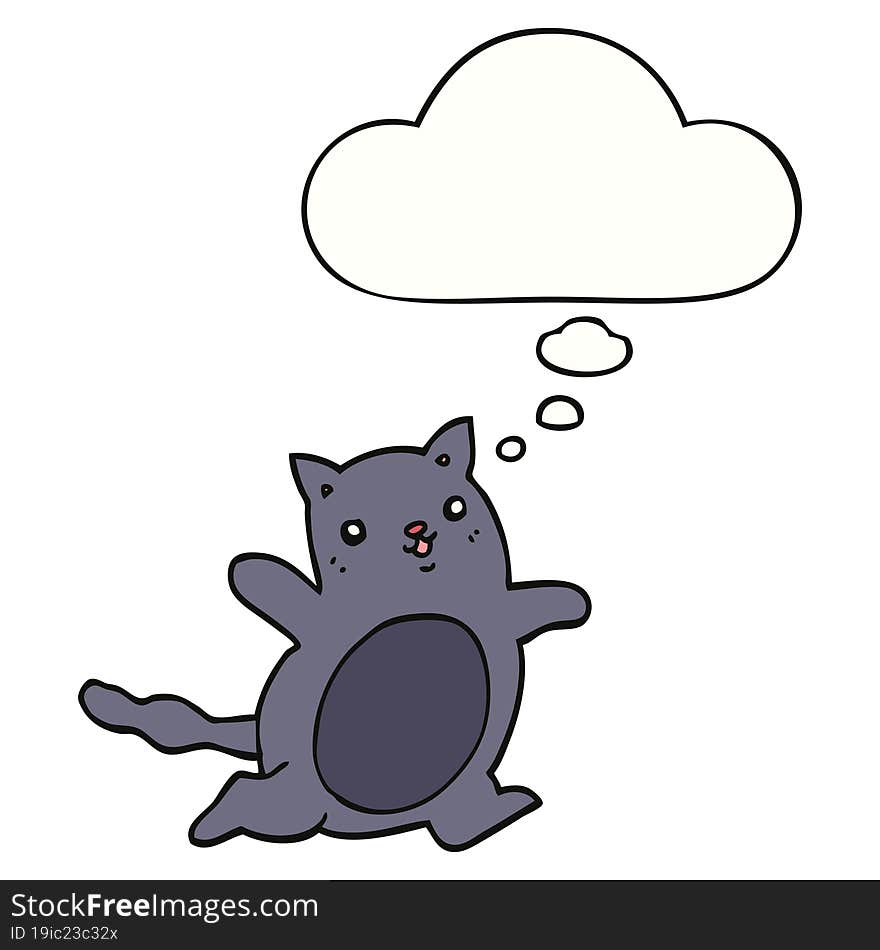 cartoon cat with thought bubble. cartoon cat with thought bubble