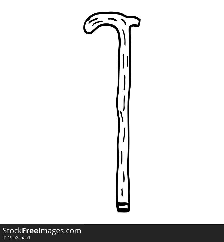 line drawing cartoon walking stick