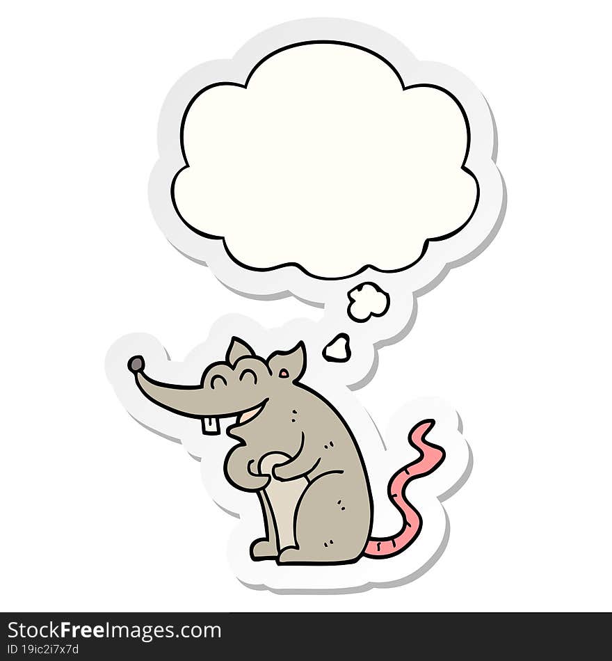 cartoon rat with thought bubble as a printed sticker