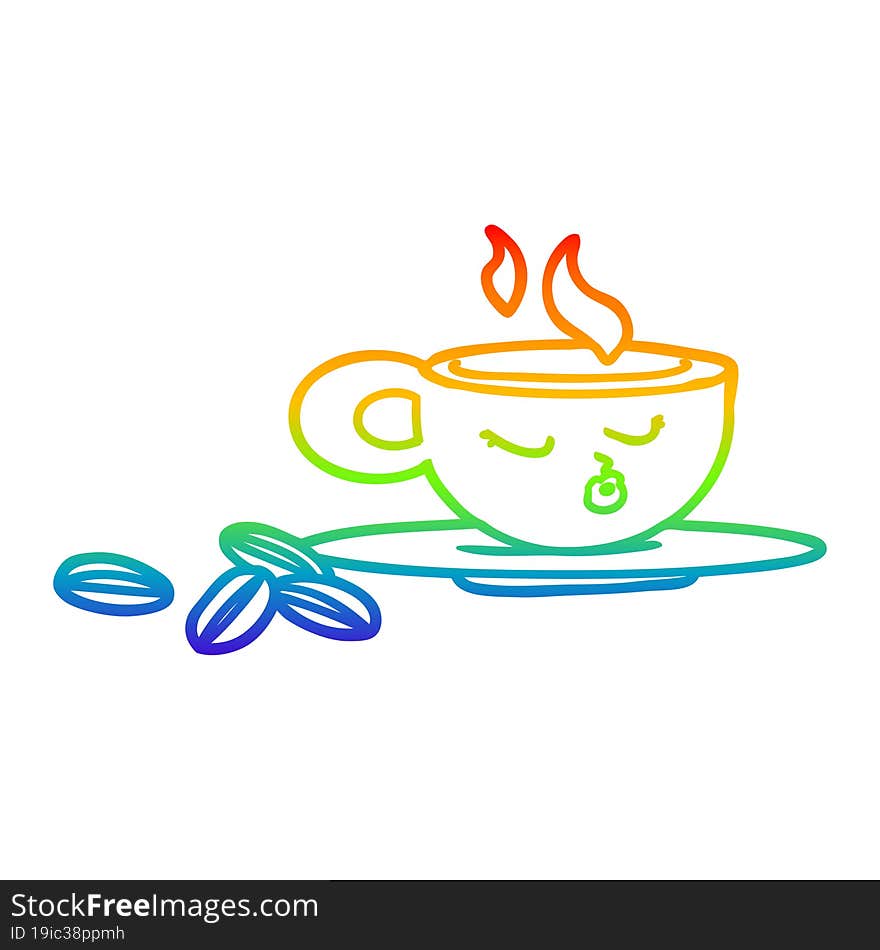 rainbow gradient line drawing cartoon espresso mug