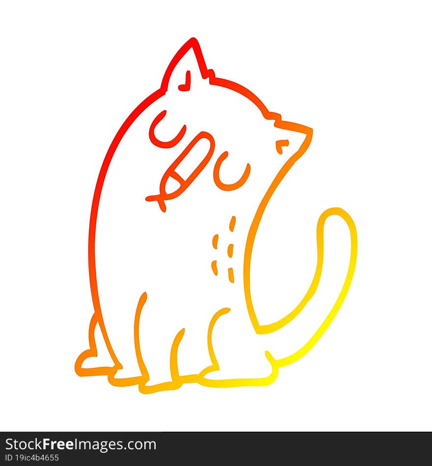 warm gradient line drawing cartoon funny cat