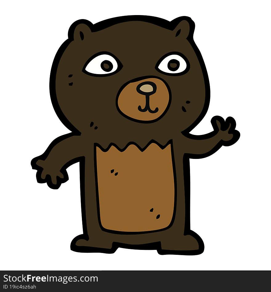 cartoon waving black bear cub