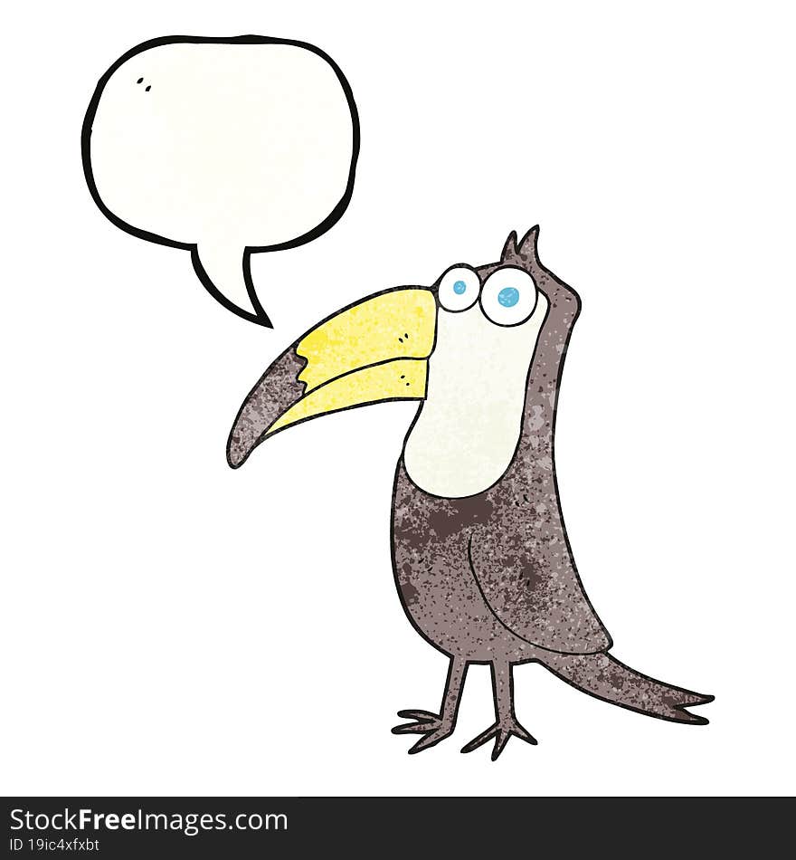 speech bubble textured cartoon toucan