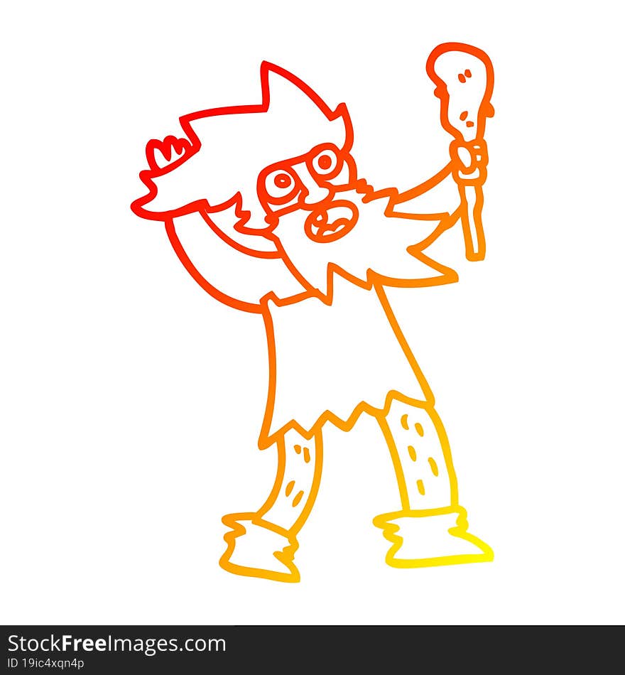 Warm Gradient Line Drawing Cartoon Crazy Caveman