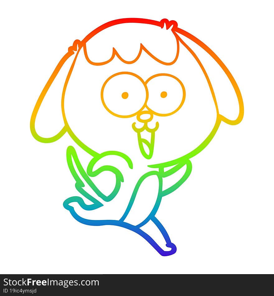 rainbow gradient line drawing of a cute cartoon dog