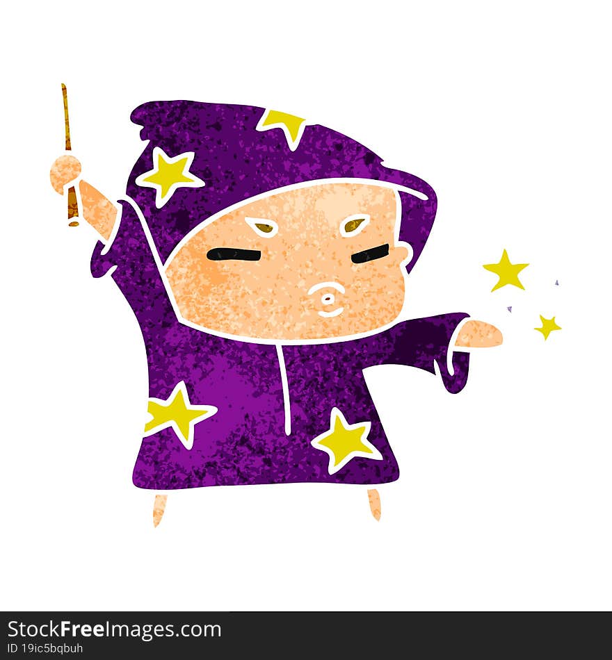 retro cartoon  cute kawaii wizard child