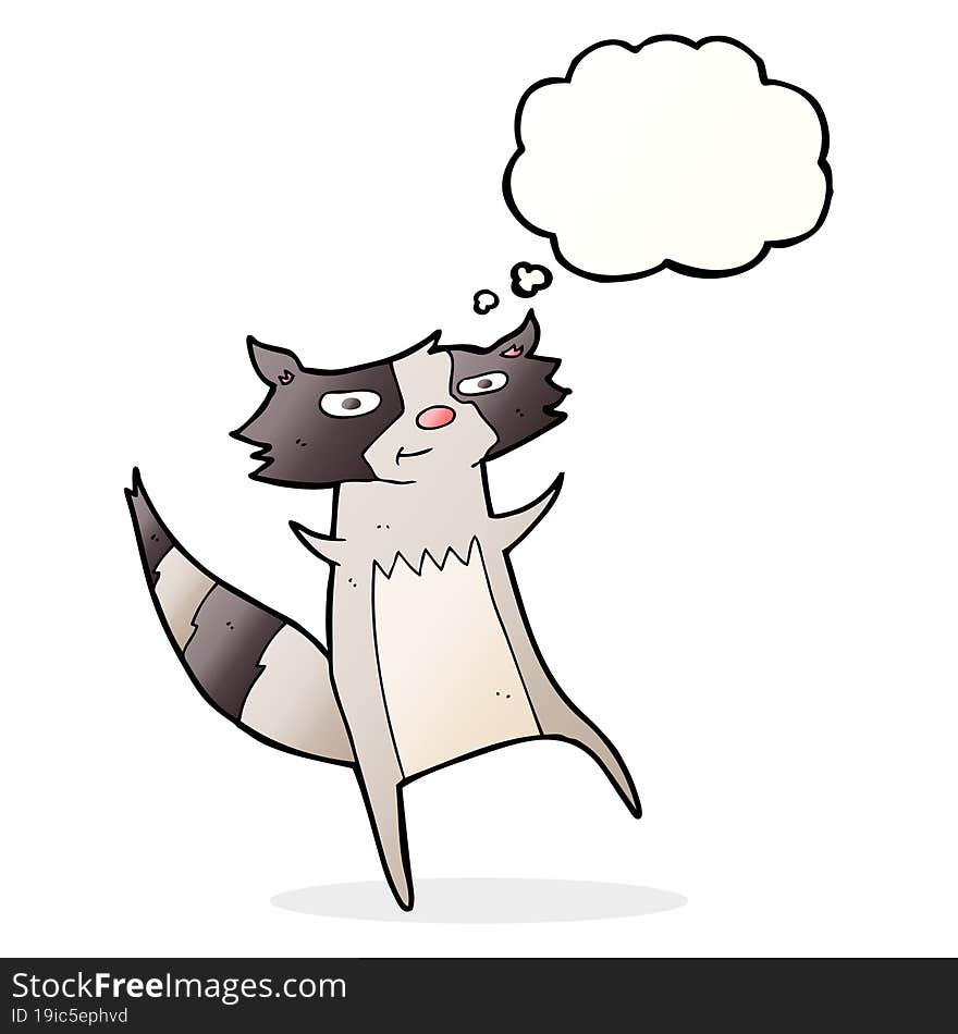 cartoon raccoon with thought bubble