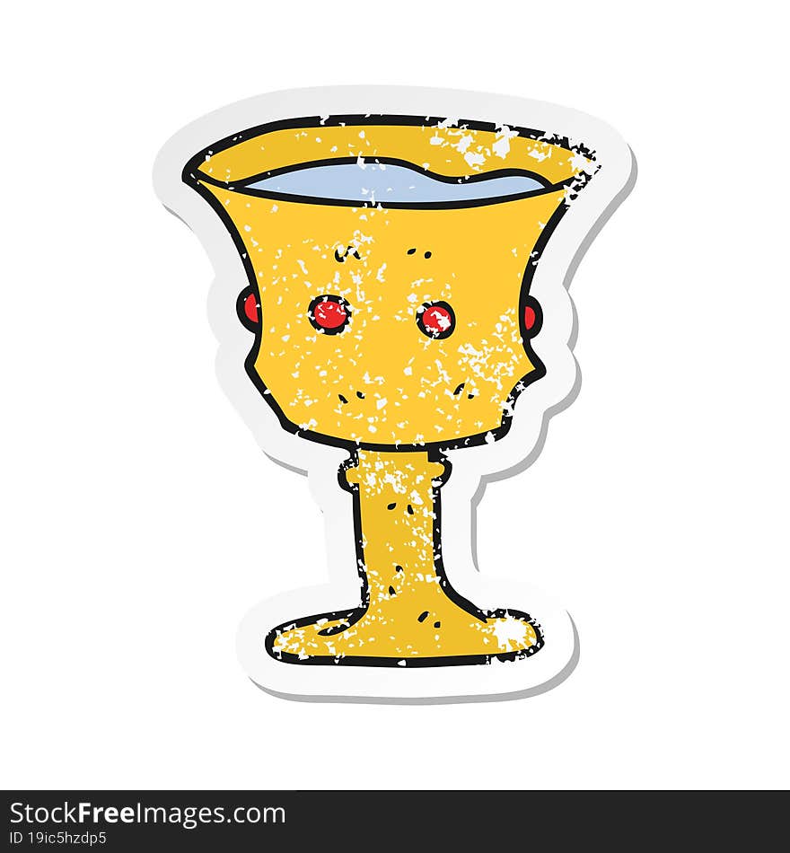 retro distressed sticker of a cartoon medieval cup