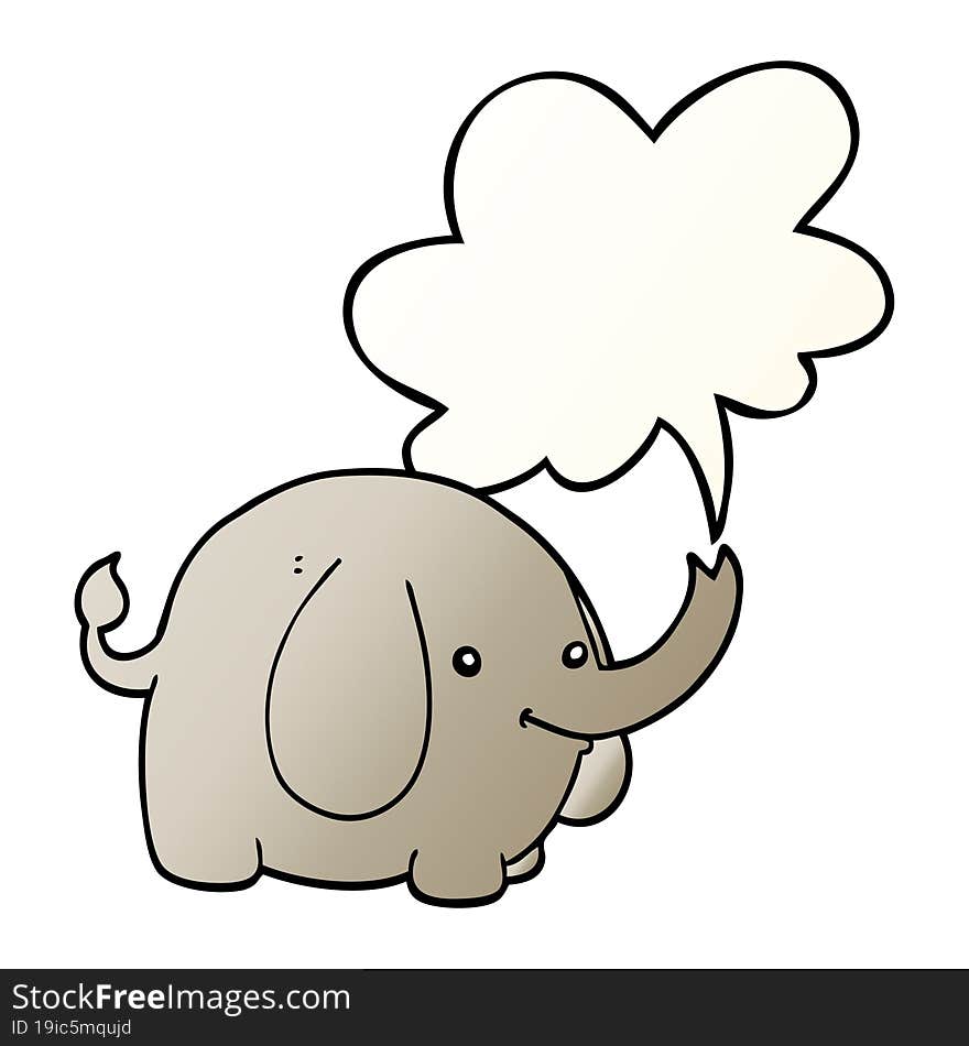 cartoon elephant and speech bubble in smooth gradient style