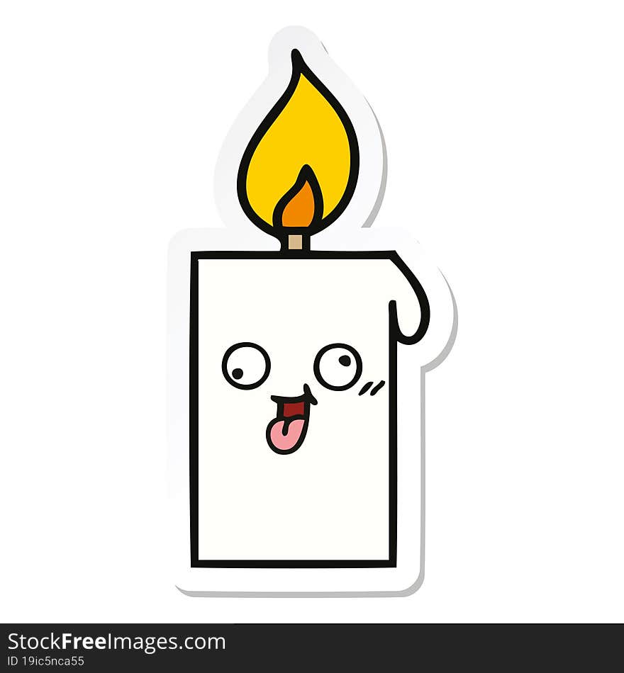 sticker of a cute cartoon lit candle