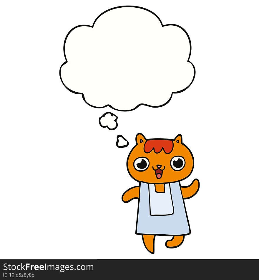 Cartoon Cat And Thought Bubble