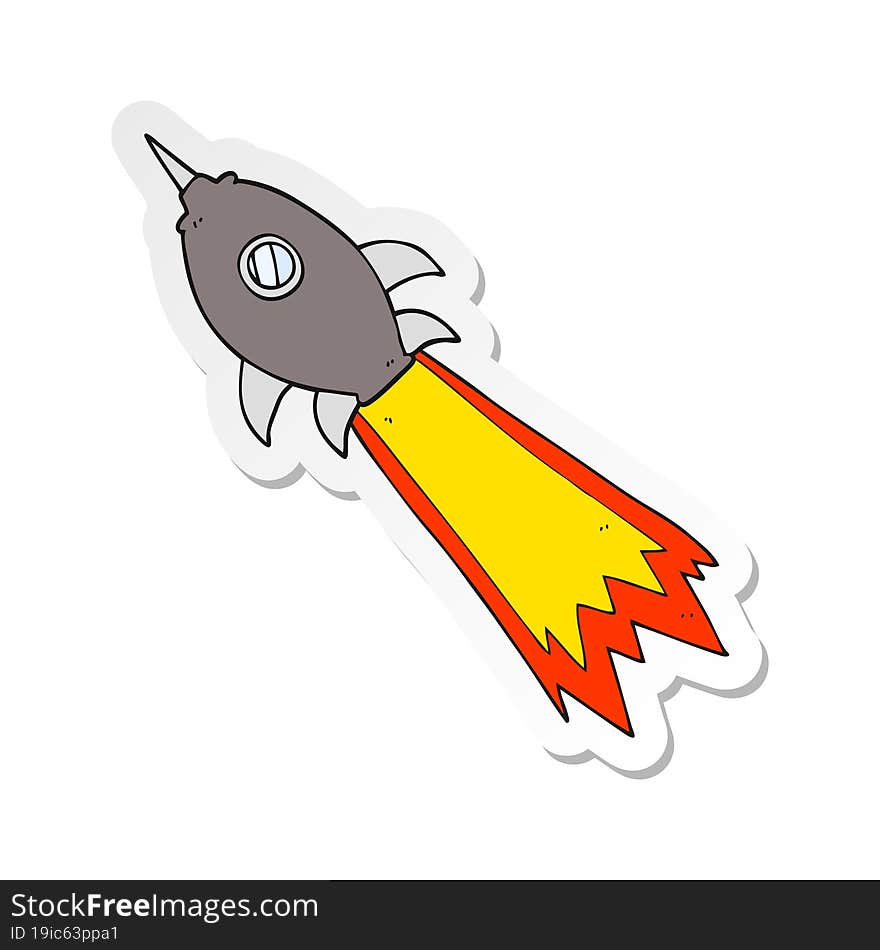 sticker of a cartoon spaceship