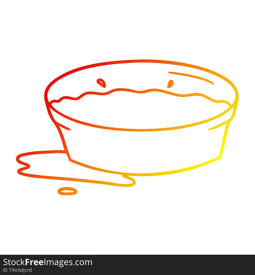 Warm Gradient Line Drawing Cartoon Dog Water Bowl