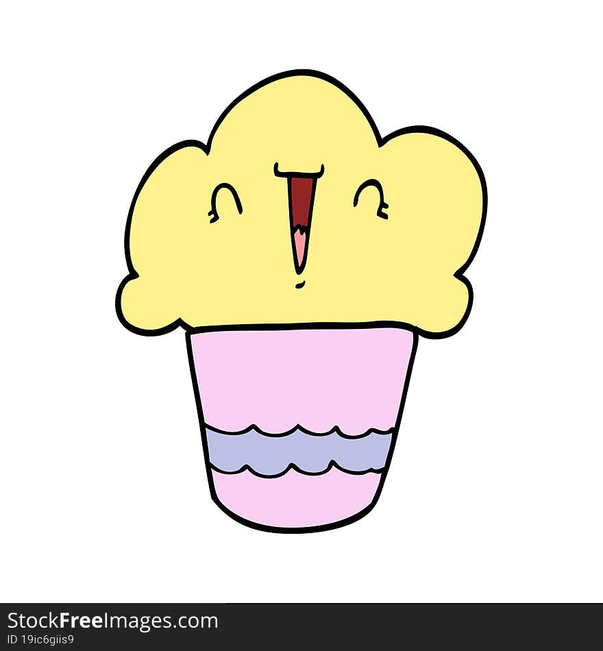 Cartoon Cupcake With Face