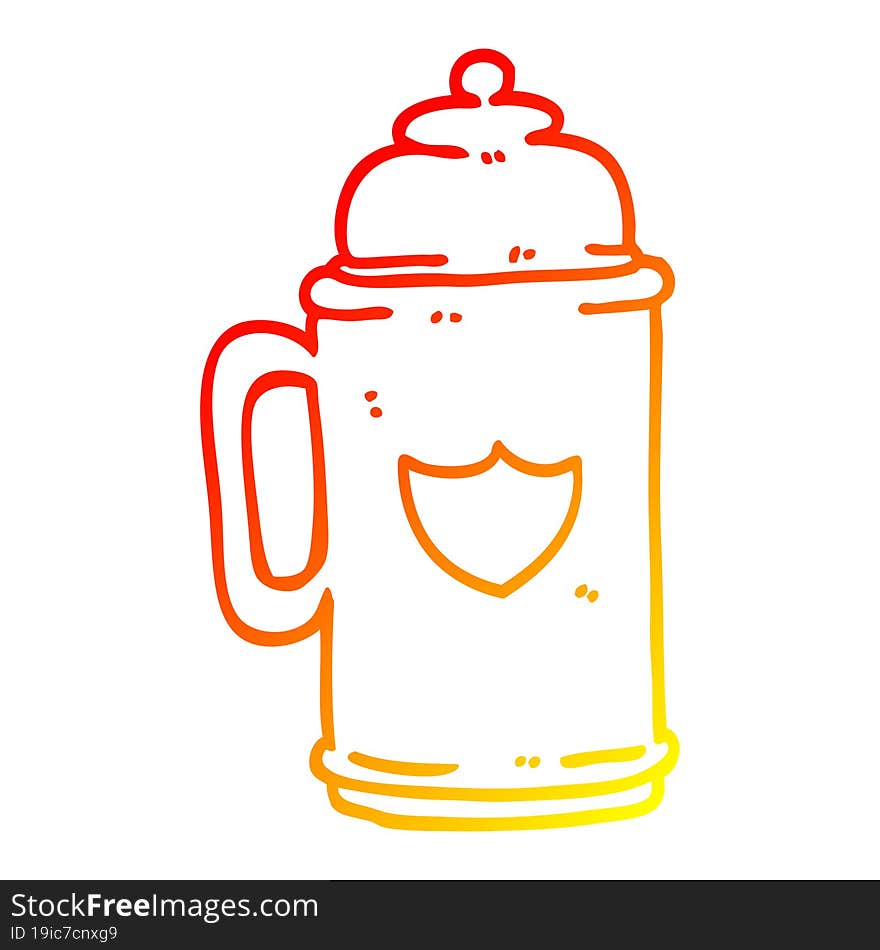 Warm Gradient Line Drawing Cartoon Traditional Beer Tankard