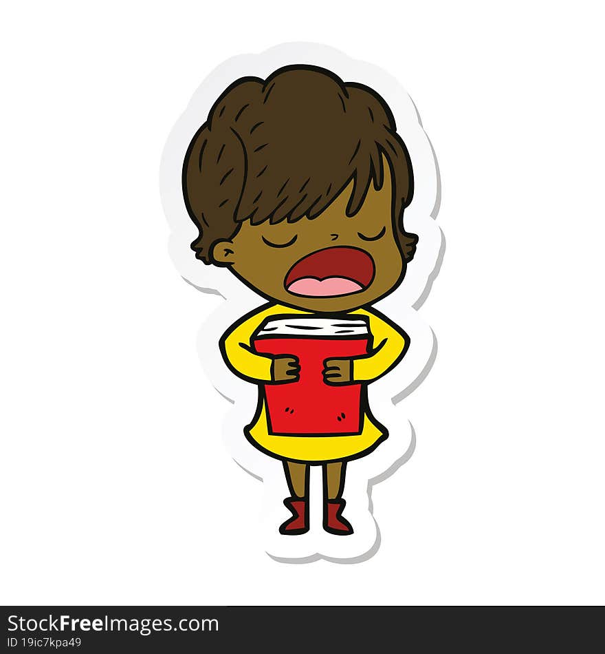 Sticker Of A Cartoon Woman Talking