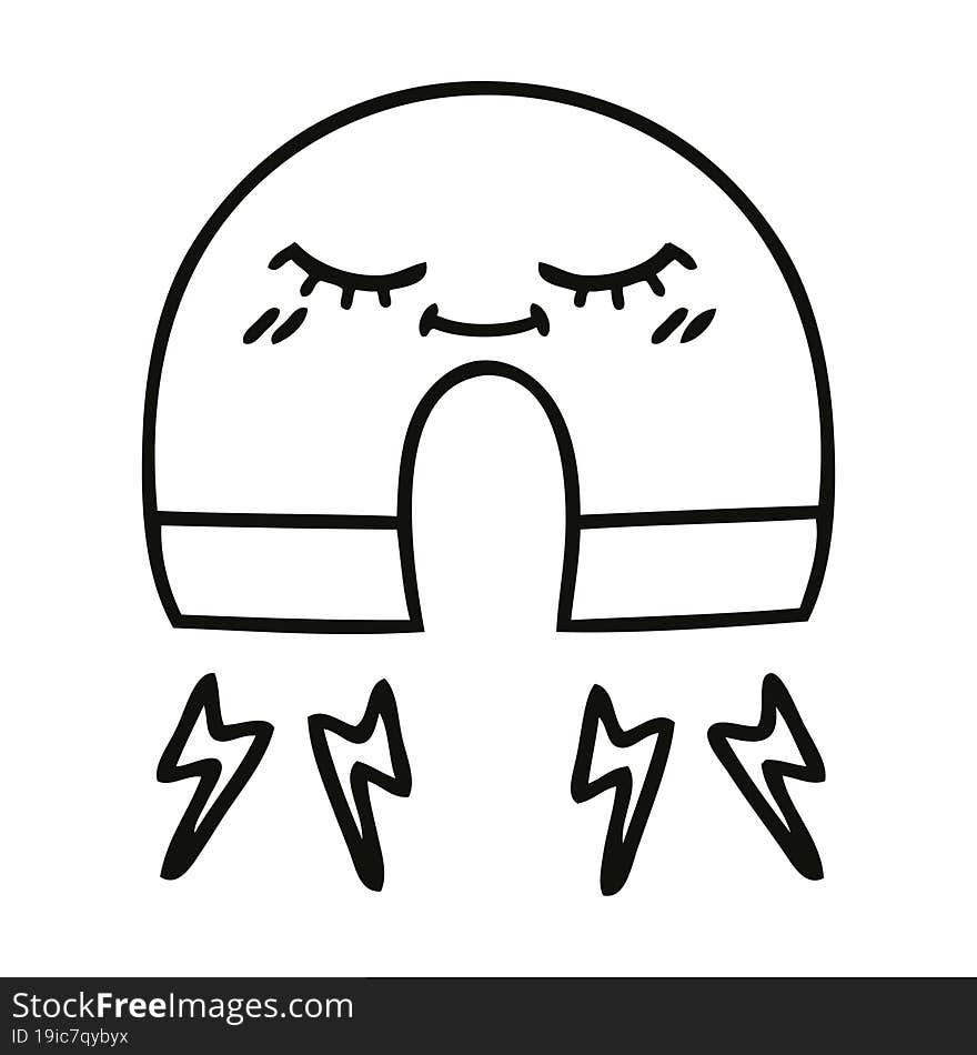 line drawing cartoon of a magnet. line drawing cartoon of a magnet