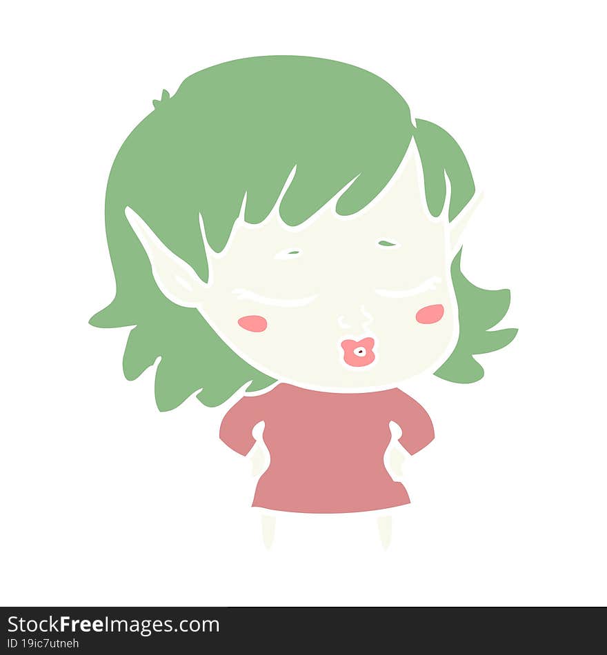 pretty flat color style cartoon elf girl